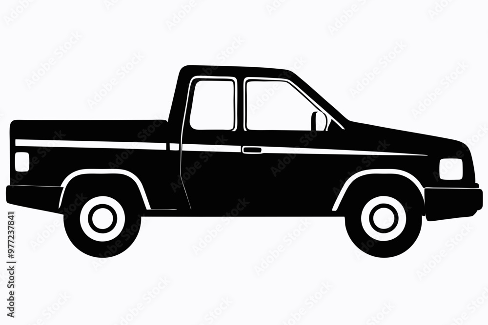 Pickup silhouette, pickup graphic vector, pickup truck black icon isolated on white background
Pickup silhouette, pickup graphic vector, pickup truck black icon isolated on white background