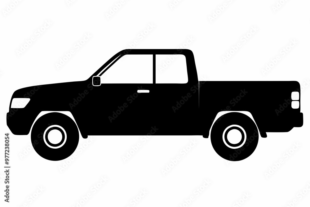 Pickup silhouette, pickup graphic vector, pickup truck black icon isolated on white background
Pickup silhouette, pickup graphic vector, pickup truck black icon isolated on white background