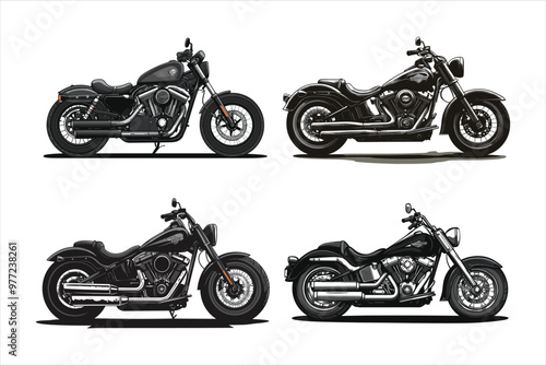 Vector vector art motorcycle set vehicles 