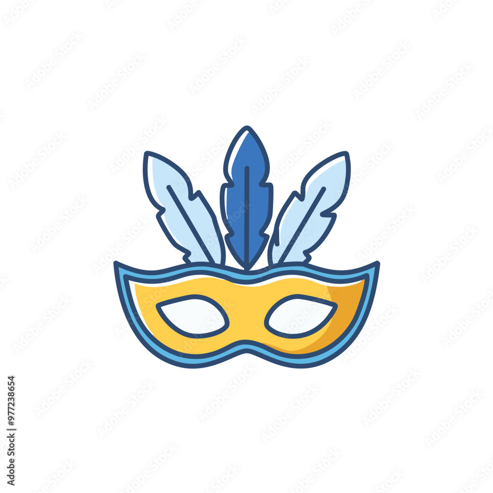 Venetian mask with feathers vector icon art design Venetian mask with feathers vector icon art design