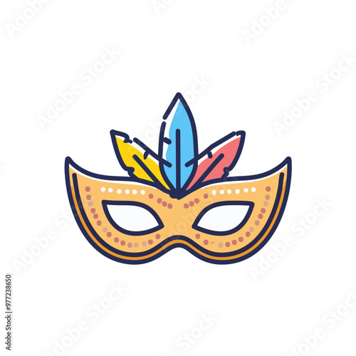 Venetian mask with feathers vector icon art design