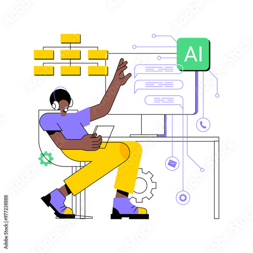 AI-Optimized Call Center Operations abstract concept vector illustration.