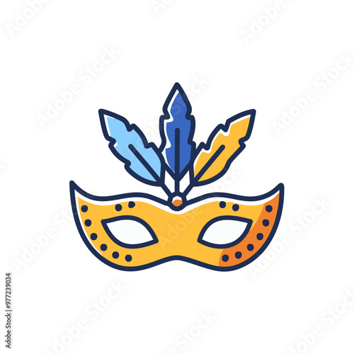 Venetian mask with feathers vector icon art design