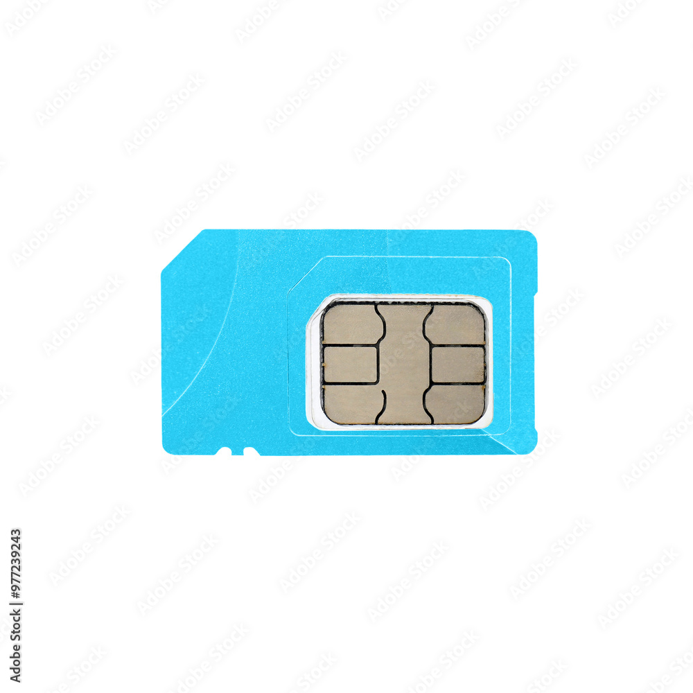 One SIM card isolated on white, top view One SIM card isolated on white, top view