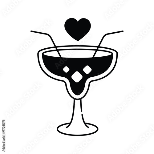 A cocktail glass with love, perfect for a romantic evening