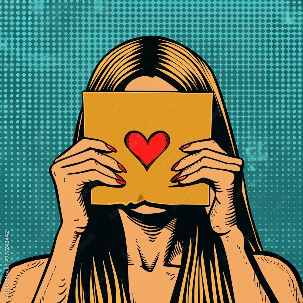 Φωτογραφία A Woman Holding A Piece Of Paper With A Heart On It, a high resolution AI illust