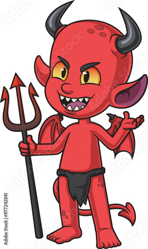 Cartoon evil red devil vector illustration