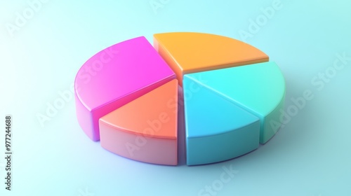 A detailed 3D pie chart with segmented slices and gradient colors, set on a light background to enhance the visual appeal and clarity of the data.