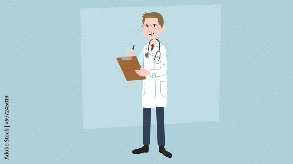 Male Doctor Writes Prescription 2D Cartoon Animation Male Doctor Writes Prescription 2D Cartoon Animation