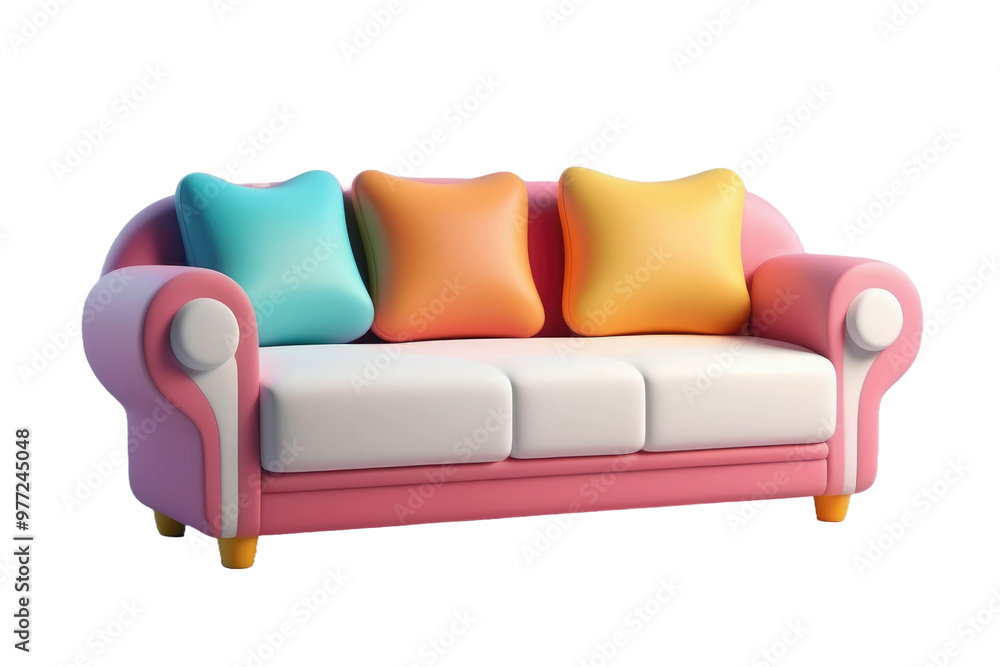 3D cartoon sofa, child-friendly design, centered on a stark white background, casting soft shadows, gentle edges, simplistic aesthetics, rendered in vibrant hues, high quality model 3D cartoon sofa, child-friendly design, centered on a stark white background, casting soft shadows, gentle edges, simplistic aesthetics, rendered in vibrant hues, high quality model