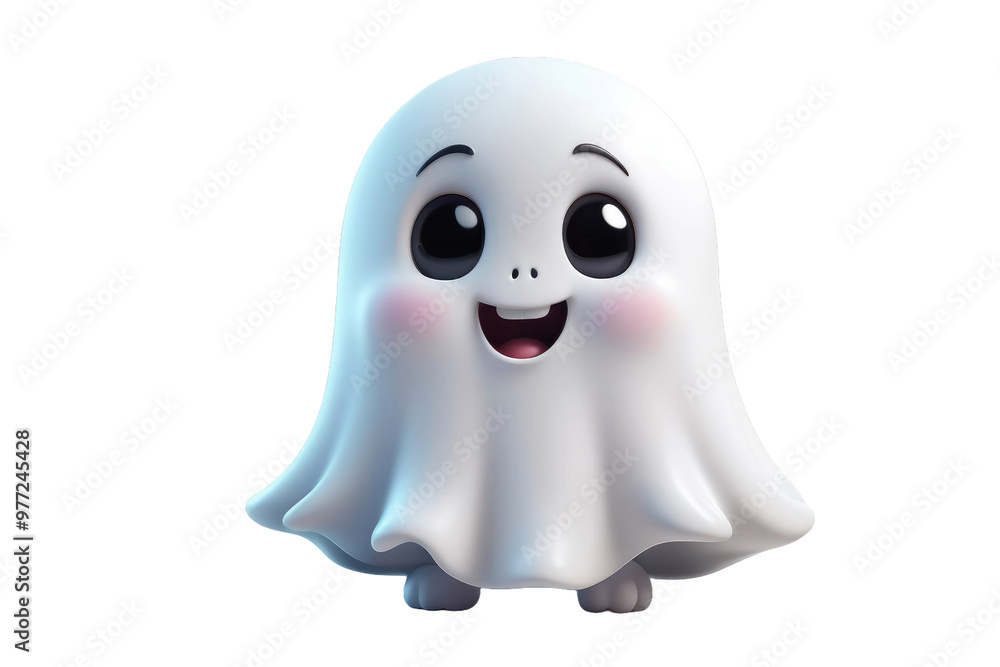 3D high-quality model of a cute cartoon ghost, centered on a stark white background, casting gentle shadows with soft edges, simplistic, vibrant colors, designed for a child-friendly audience 3D high-quality model of a cute cartoon ghost, centered on a stark white background, casting gentle shadows with soft edges, simplistic, vibrant colors, designed for a child-friendly audience