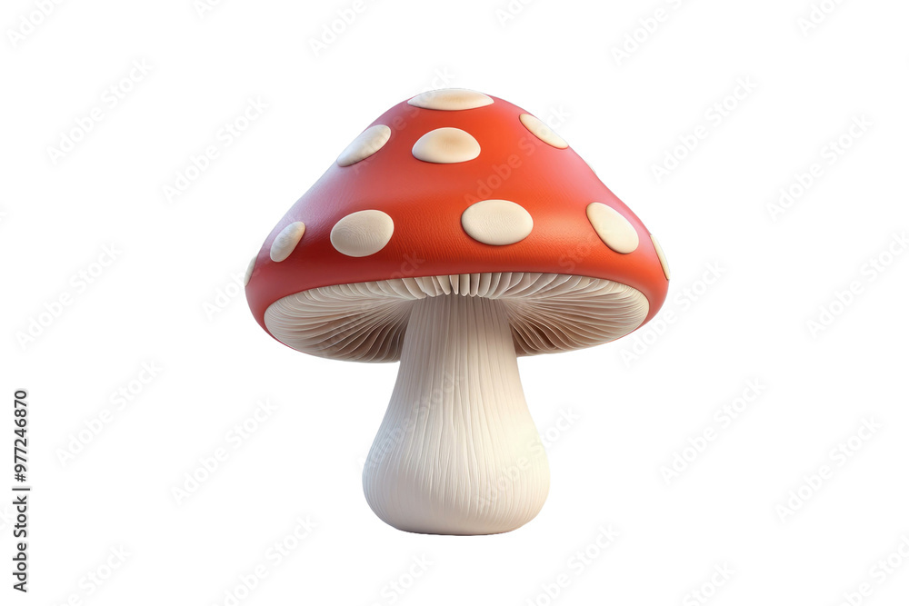 Cartoon mushroom with soft edges, charming and child-friendly design, 3D high-quality model, centered on a stark white background, casting gentle shadows that suggest depth, vibrant colors Cartoon mushroom with soft edges, charming and child-friendly design, 3D high-quality model, centered on a stark white background, casting gentle shadows that suggest depth, vibrant colors