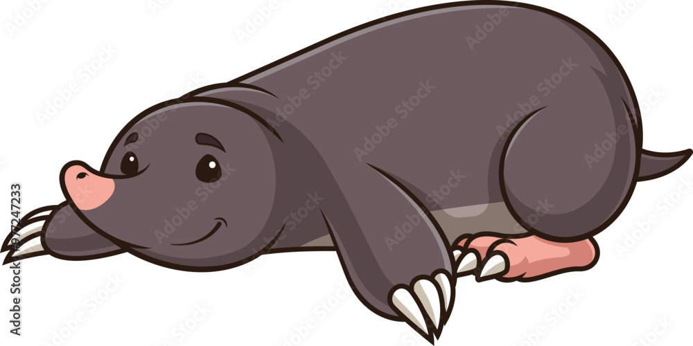 Cartoon cute mole lying down vector illustration Cartoon cute mole lying down vector illustration
