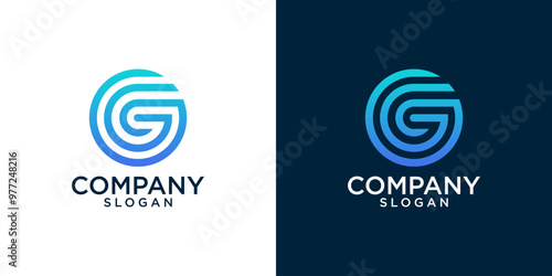 abstract letter g logo template. icon for technology, modern, simple with business card	