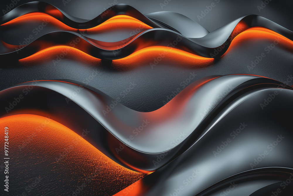 , abstract background with dark and orange metallic waves. , abstract background with dark and orange metallic waves.