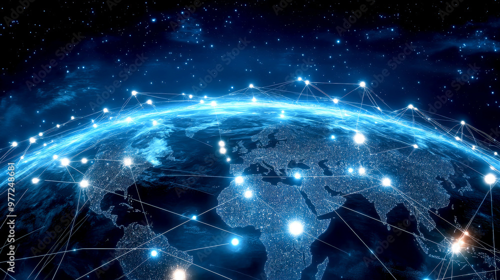 Global digital network connecting Earth in space Global digital network connecting Earth in space