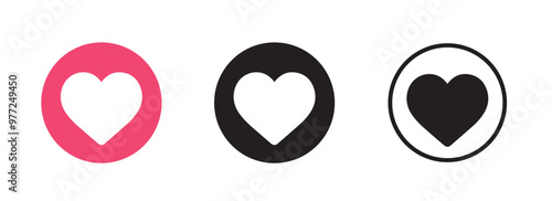 Like love icon buttons. add to favorites icon , heart flat icon in modern circle shape , Social media notification icons.