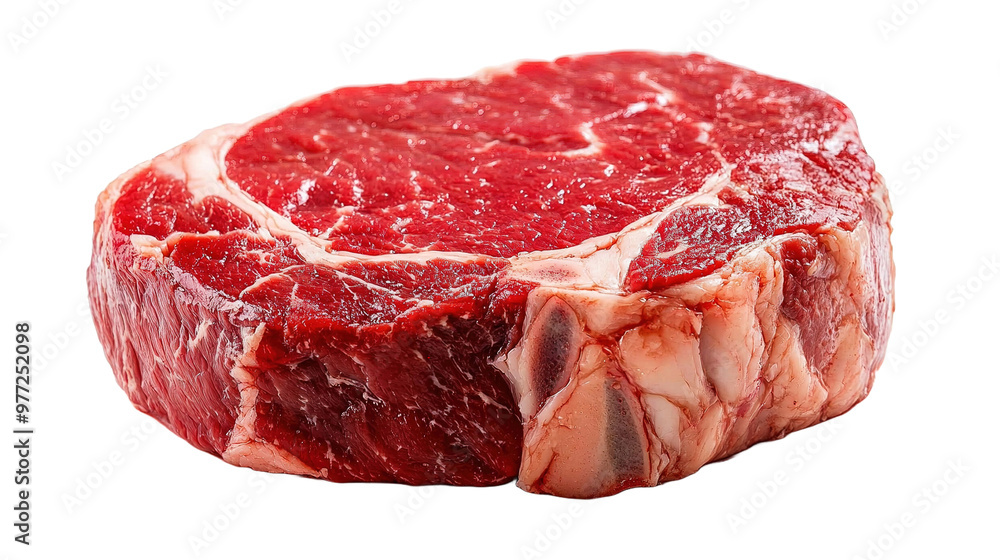 a raw meat steak with rich red color and marbled fat, isolated on a bright transparent background a raw meat steak with rich red color and marbled fat, isolated on a bright transparent background