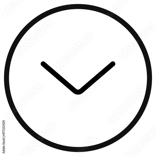 Vector single arrow chevron down icon. Black, white background. Perfect for app and web interfaces, infographics, presentations, marketing, etc.