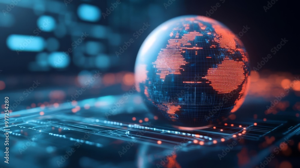Fototapeta premium AI-driven environmental research, virtual earth models, holographic data visualization
