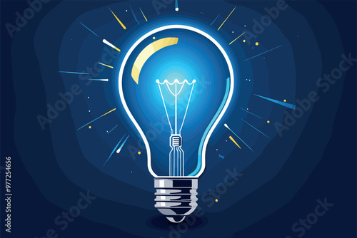 Illuminated Light Bulb Symbolizing Bright Ideas and Innovation
