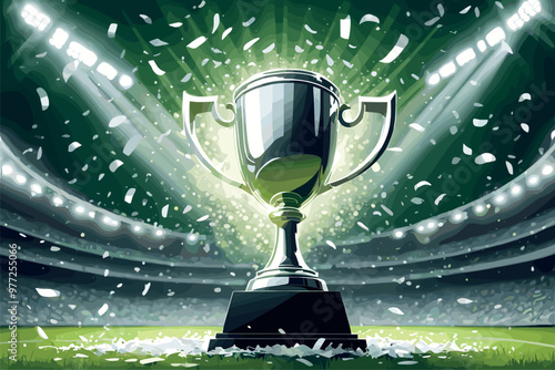 Shiny Trophy Celebrated Under Stadium Lights