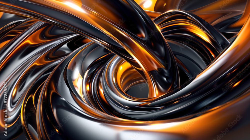 Dynamic swirl of metallic gold and silver ribbons in an abstract composition, creating a sense of movement and energy, perfect for festive holiday visuals. Dynamic swirl of metallic gold and silver ribbons in an abstract composition, creating a sense of movement and energy, perfect for festive holiday visuals.