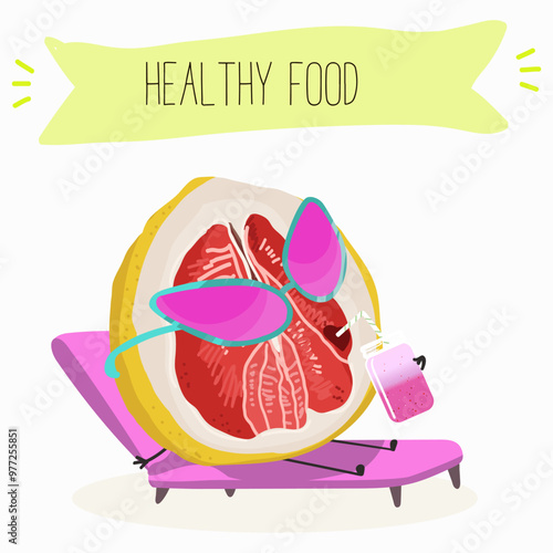 Pomelo fruit, tropical exotic citrus, vector isolated food icon, funny character. Pummelo or shaddock fruits , tropic farm juicy exotic fruits harvest, sweet fruity dessert. Hand drawn vector.