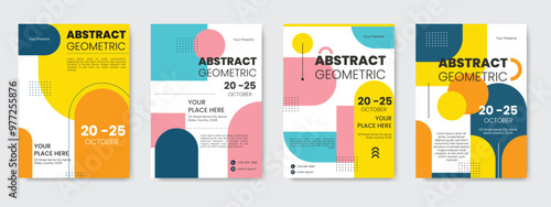 Flyer Modern abstract covers set, minimal covers design. retro geometric background, vector illustration.