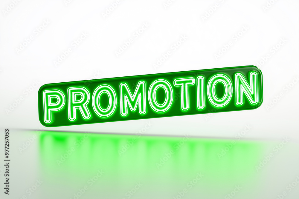 Promotion neon light sign in vibrant green color, perfect for advertising and marketing purposes, creating an eye catching display for any promotional event Promotion neon light sign in vibrant green color, perfect for advertising and marketing purposes, creating an eye catching display for any promotional event