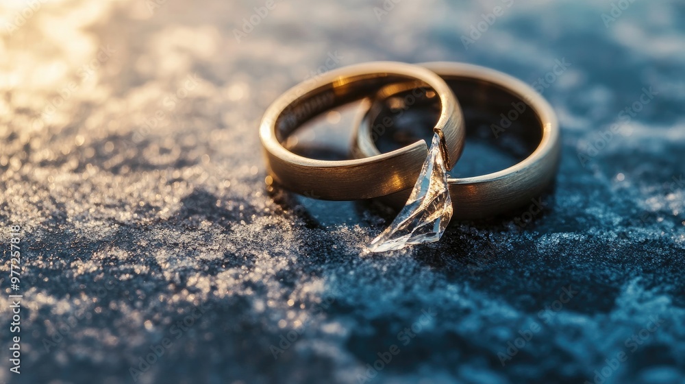 A wedding ring split in two, resting on a cold surface, symbolizing the finality of divorce and the emotional toll of separation. A wedding ring split in two, resting on a cold surface, symbolizing the finality of divorce and the emotional toll of separation.