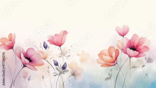 fondo flores pintadas aisladas