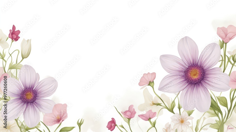 Fototapeta premium fondo flores pintadas aisladas 