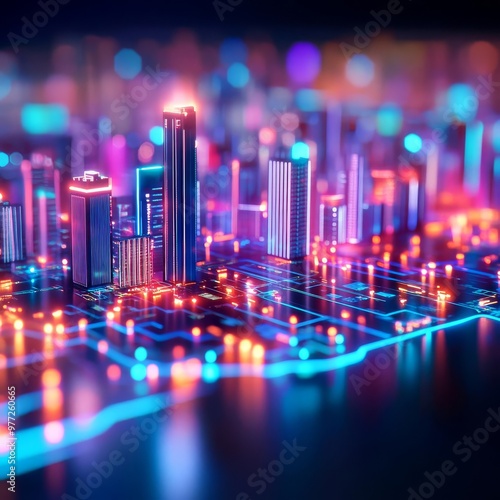 AI-powered urban analytics, digital growth data, holographic cityscape mapping