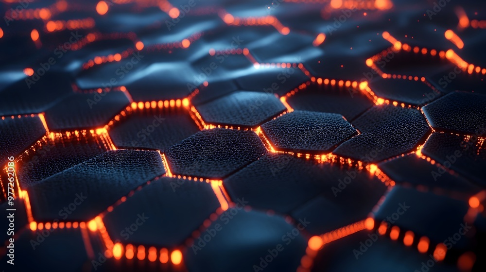 Obraz premium Mesmerizing Graphene Nanomaterials - Abstract Hexagonal Patterns and Glowing Edges