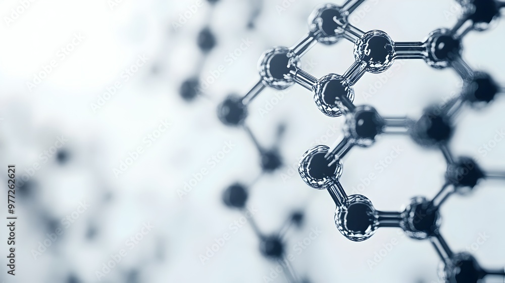 Futuristic Graphene Nanostructure Geometric Hexagonal Shapes in Clean White Space Futuristic Graphene Nanostructure Geometric Hexagonal Shapes in Clean White Space