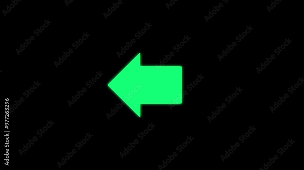 Animated Green Left arrow on black background. Left Moving arrows to the side. Animation.
Animated Green Left arrow on black background. Left Moving arrows to the side. Animation.