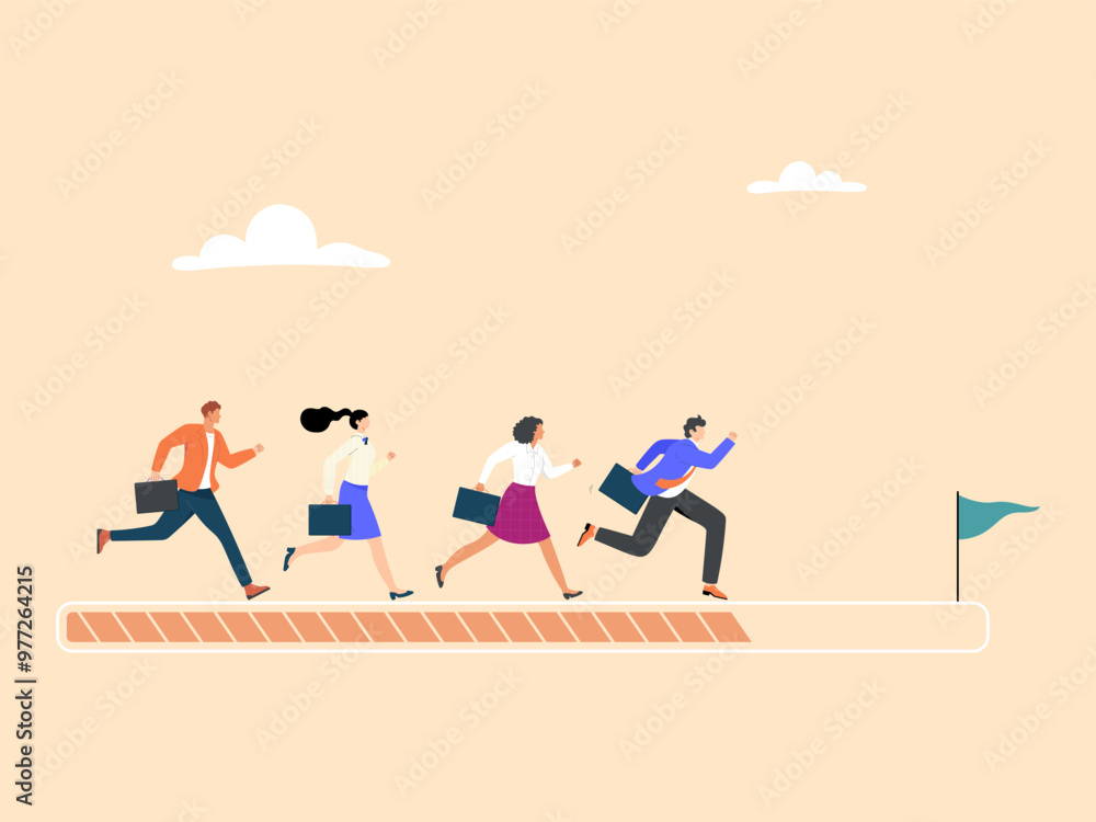 Businessmen are committed to progress or journey to success to achieve their goals Businessmen are committed to progress or journey to success to achieve their goals