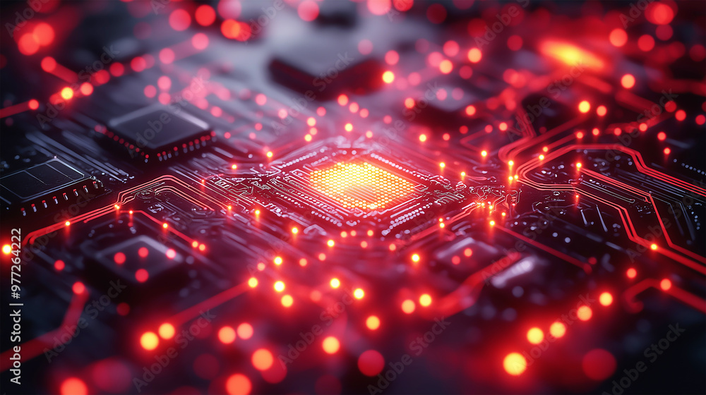 Obraz premium A Glowing Core of Digital Energy Pulsating Through the Heart of a Cybernetic Network, Representing the Convergence of Technology and Innovation in a High-Speed, Data-Driven World