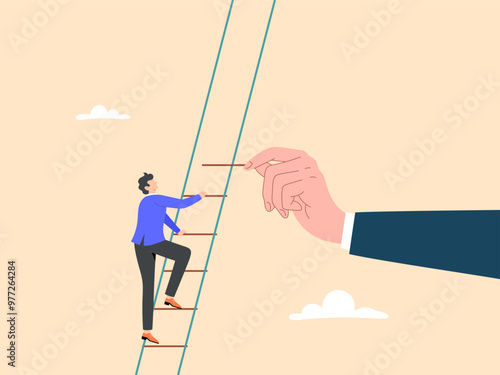 Business support to reach career target or help to climb the ladder of success concept