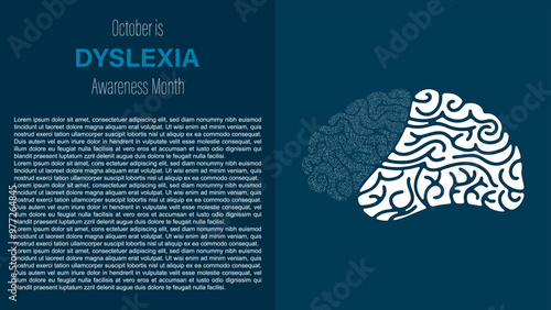 Dyslexia awareness month, observed every October, vector illustration.