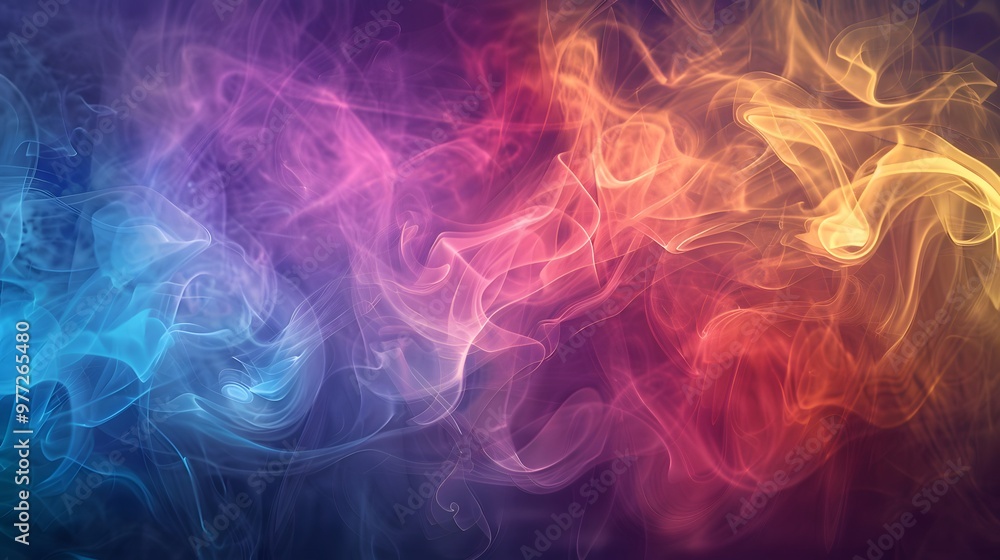 Fototapeta premium Abstract Smoke: A mysterious abstract background with wisps of colorful smoke swirling and blending. 