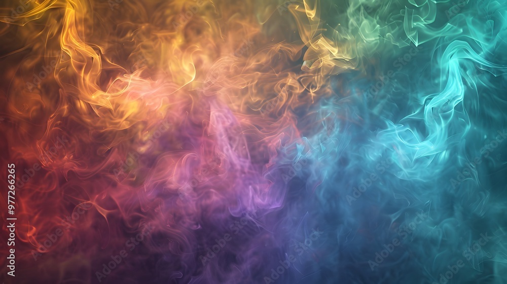 Abstract Smoke: A mysterious abstract background with wisps of colorful smoke swirling and blending. 
