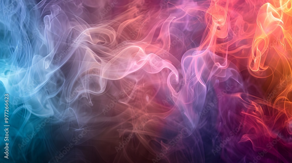 Fototapeta premium Abstract Smoke: A mysterious abstract background with wisps of colorful smoke swirling and blending. 