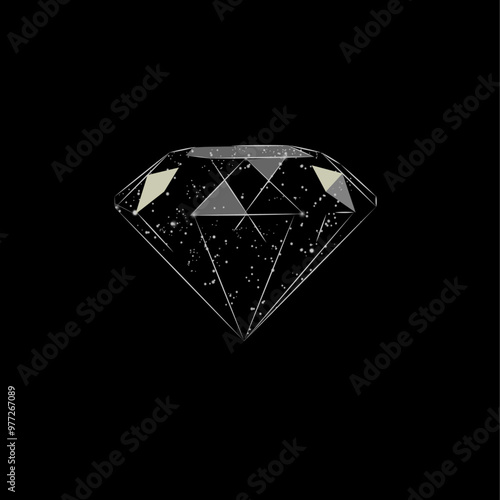 vector illustration of diamond on black background.