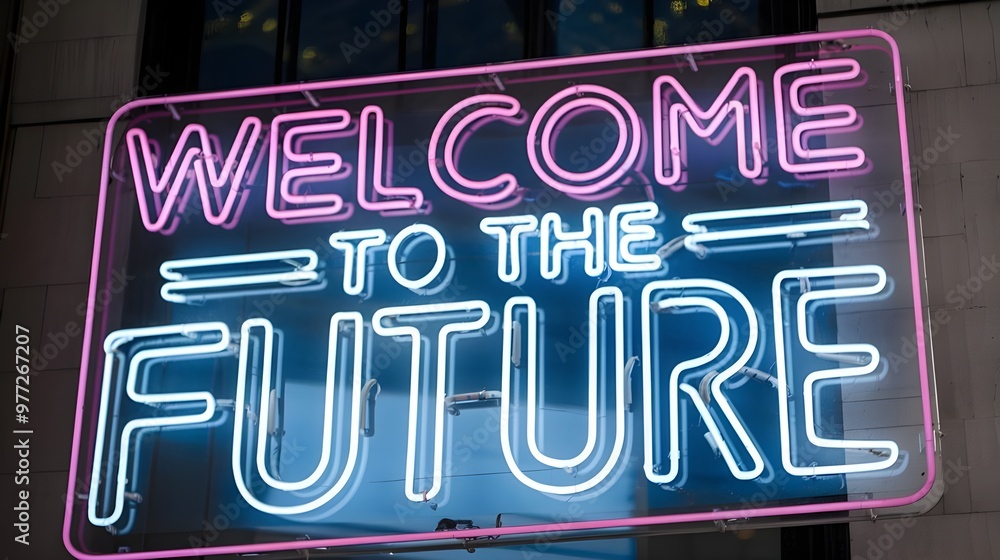 A shiny neon glowing sign with the text A shiny neon glowing sign with the text