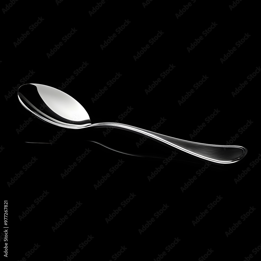 5. A shiny silver spoon isolated on a smooth black background 5. A shiny silver spoon isolated on a smooth black background