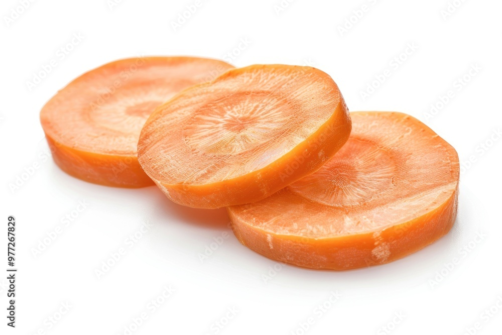 Freshly sliced oranges arranged on a clean white surface, great for food photography or still life compositions