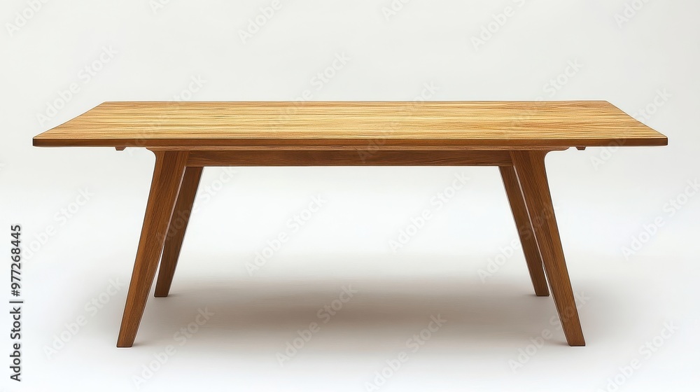 A Scandinavian style wooden dining table with sleek legs on a white background A Scandinavian style wooden dining table with sleek legs on a white background