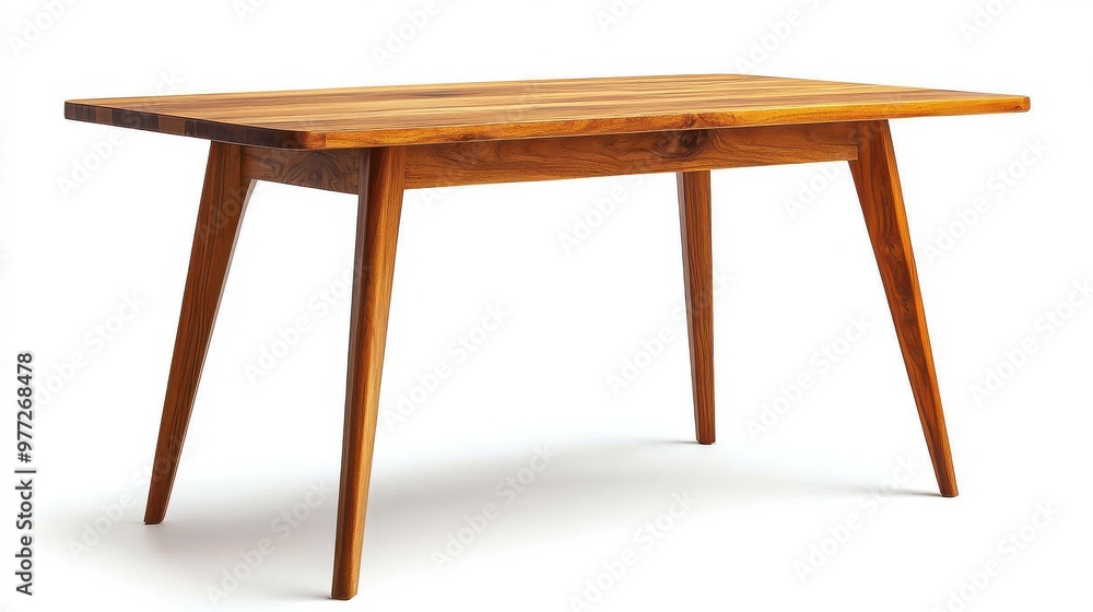 A Scandinavian style wooden dining table with sleek legs on a white background A Scandinavian style wooden dining table with sleek legs on a white background